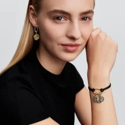 Pandora ME Openable Link Cord rannekoru, tekstiili ja keltakullattu, 564680C01