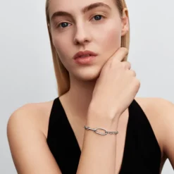 Pandora ME Openable Oval Link Chain rannekoru, hopeaa, 594678C00