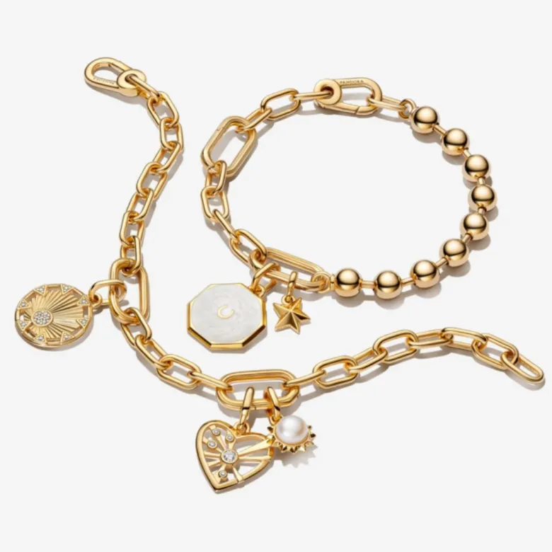 Pandora ME Small-Link Chain rannekoru, keltakullattu, 569662C00