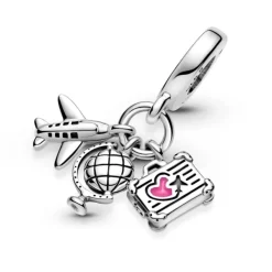 Pandora Moments Airplane, Globe & Suitcase hela, hopea, 799435C01