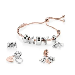 Pandora Moments Baby Bottle and Shoes hela, hopea, 798106CZ