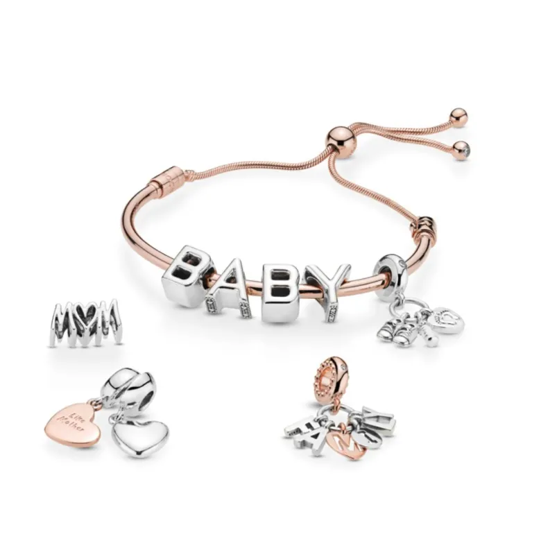 Pandora Moments Baby Bottle and Shoes hela, hopea, 798106CZ