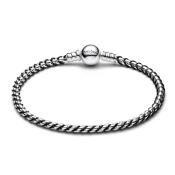 Pandora Moments Black Cord Box Chain rannekoru, hopeaa, 593816C02