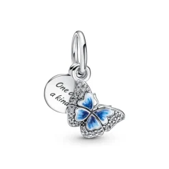 Pandora Moments Blue Butterfly & Quote Double hela, hopea, 790757C01