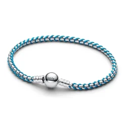 Pandora Moments Blue Cord Snake Chain rannekoru, hopea, 593816C01