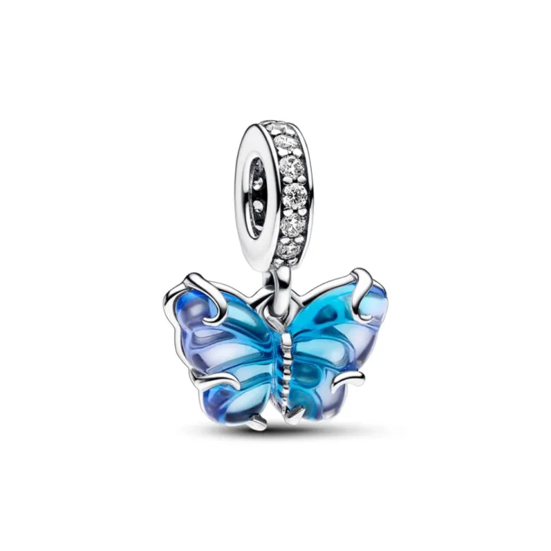 Pandora Moments Blue Murano Glass Butterfly hela, hopea, 792698C01
