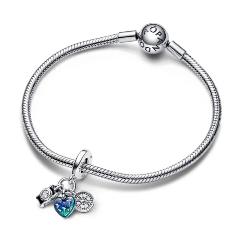 Pandora Moments Camera, Heart & Compass Triple hela, hopea, 792703C01