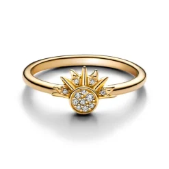 Pandora Moments Celestial Sparkling Sun sormus, keltakullattu, 162674C01