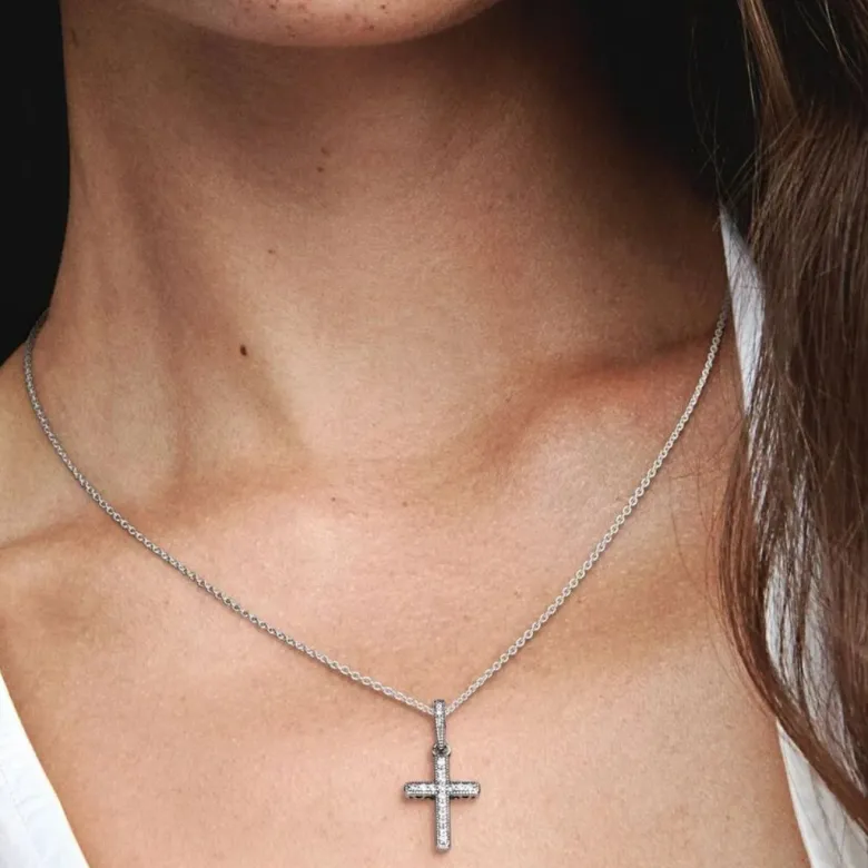 Pandora Moments Classic Cross riipus, hopea, 397571CZ