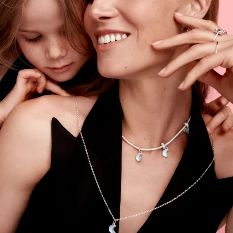 Pandora Moments Crescent Moon Double hela, hopea, 794272C01