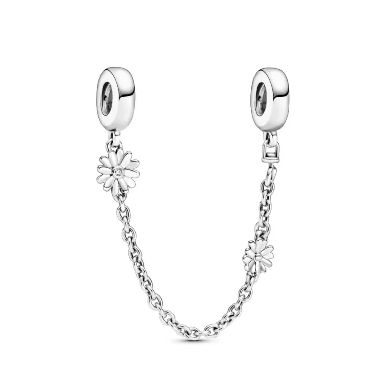 Pandora Moments Daisy Flower Safety Chain hela, hopea, 798764C01-05
