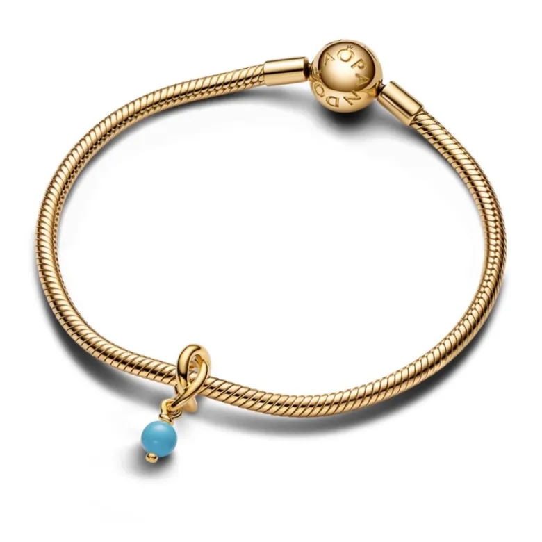 Pandora Moments December Turquoise Blue Eternity Circle hela, keltakullattu, 763462C12