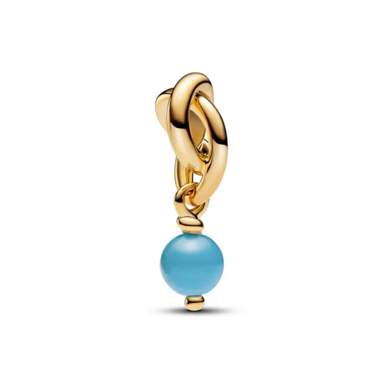 Pandora Moments December Turquoise Blue Eternity Circle hela, keltakullattu, 763462C12