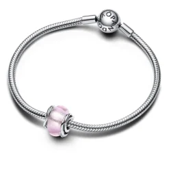 Pandora Moments Encircled Pink Murano Glass hela, hopea, 793241C00