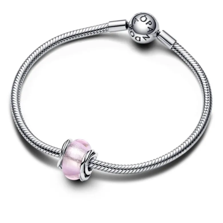 Pandora Moments Encircled Pink Murano Glass hela, hopea, 793241C00