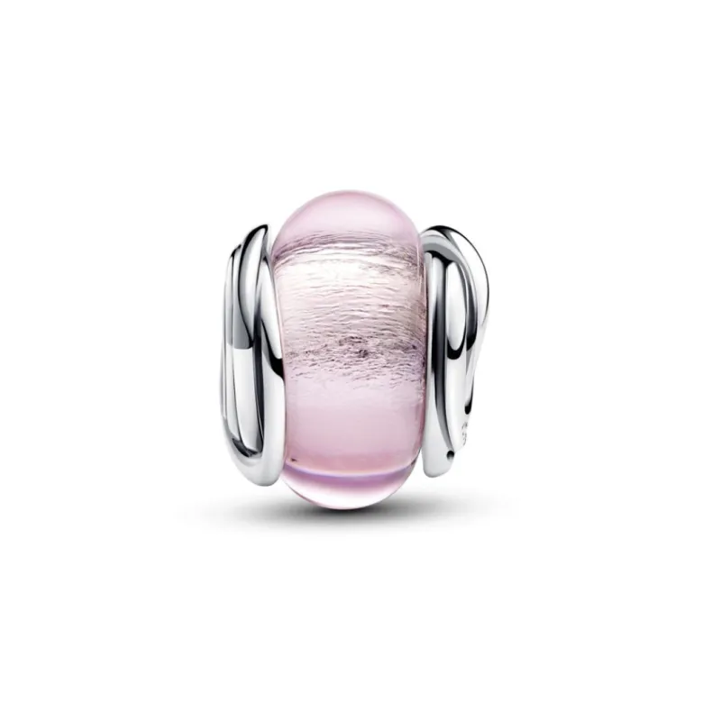 Pandora Moments Encircled Pink Murano Glass hela, hopea, 793241C00