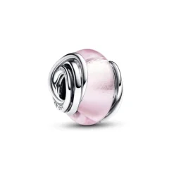 Pandora Moments Encircled Pink Murano Glass hela, hopea, 793241C00