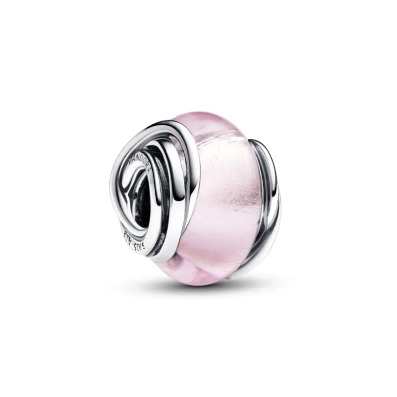 Pandora Moments Encircled Pink Murano Glass hela, hopea, 793241C00