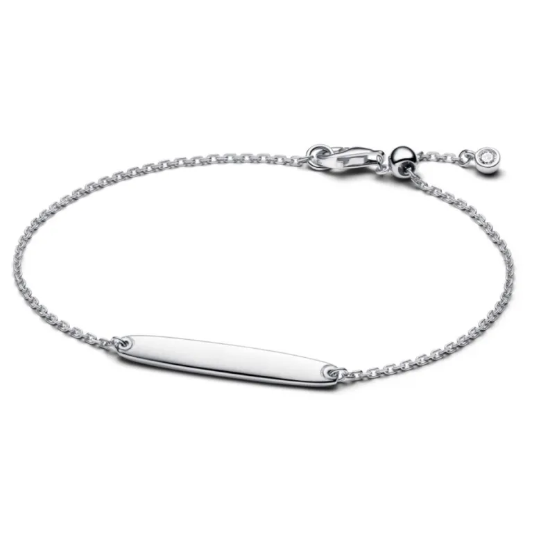 Pandora Moments Engravable Bar Chain rannekoru, hopea, 594010C01