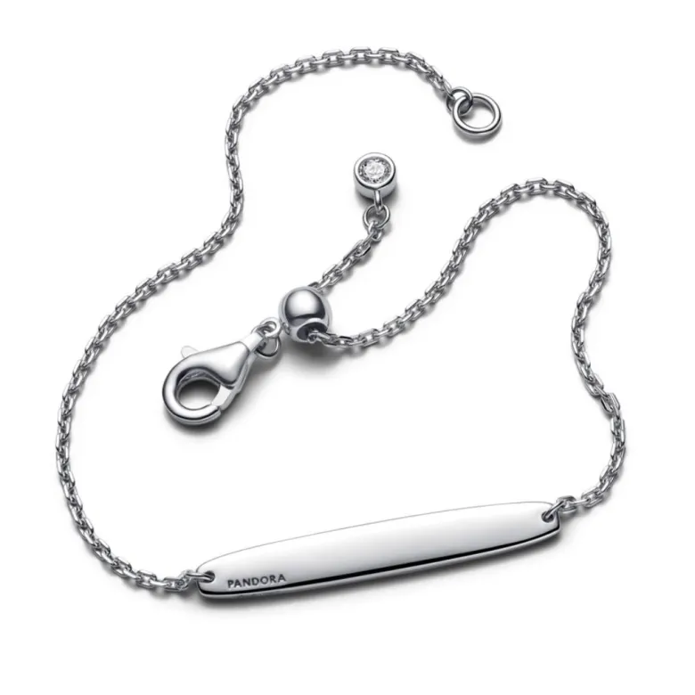 Pandora Moments Engravable Bar Chain rannekoru, hopea, 594010C01