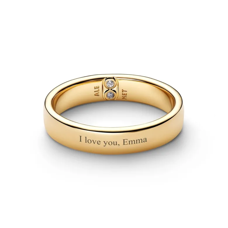 Pandora Moments Engravable Classic Band sormus, keltakullattu, 164776C01