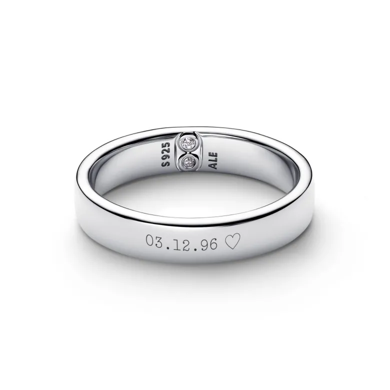 Pandora Moments Engravable Classic Band sormus, hopea, 194776C01