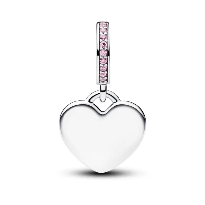 Pandora Moments Engravable Heart Pink Stone hela, hopea, 793926C02