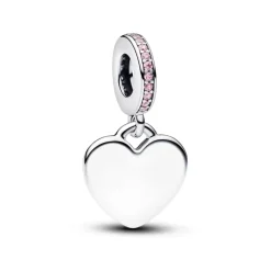 Pandora Moments Engravable Heart Pink Stone hela, hopea, 793926C02