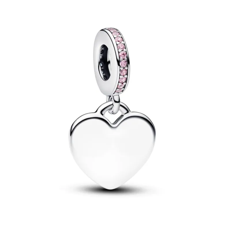 Pandora Moments Engravable Heart Pink Stone hela, hopea, 793926C02