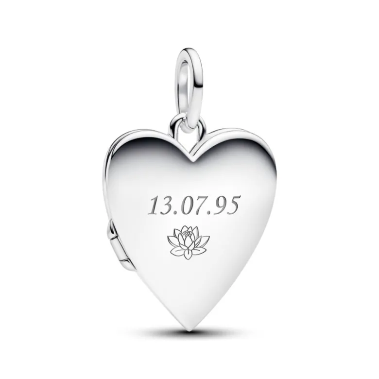Pandora Moments Engravable Openable Heart Tag riipus, hopea, 394013C01