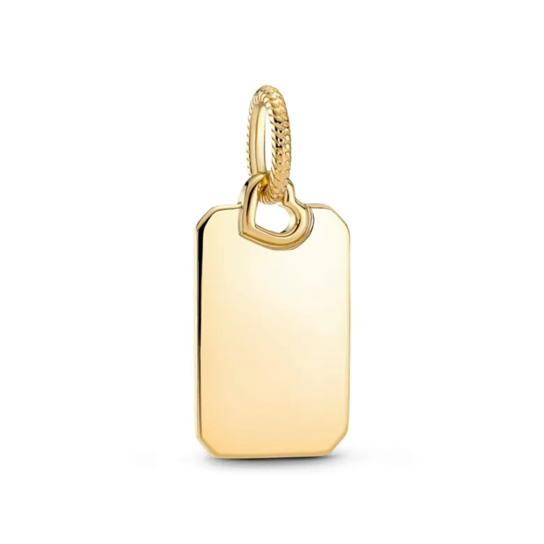 Pandora Moments Engravable Rectangle Tag riipus, keltakullattu, 368611C00