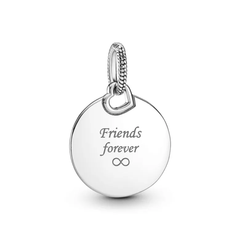Pandora Moments Engravable Round Tag riipus, hopea, 398610C00