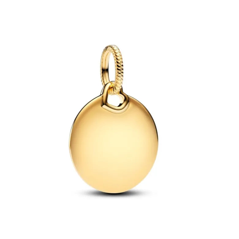 Pandora Moments Engravable Round Tag riipus, keltakullattu, 368610C00