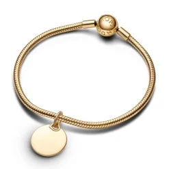 Pandora Moments Engravable Round Tag riipus, keltakullattu, 368610C00