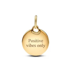 Pandora Moments Engravable Round Tag riipus, keltakullattu, 368610C00