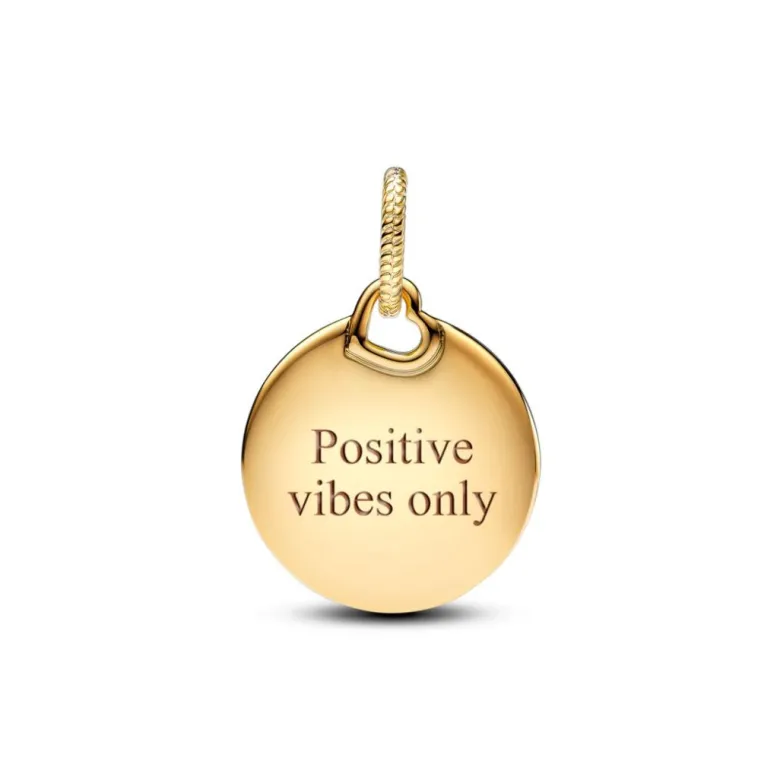 Pandora Moments Engravable Round Tag riipus, keltakullattu, 368610C00