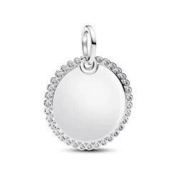 Pandora Moments Engravable Round Tag riipus, hopea, 394007C01