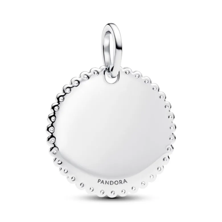 Pandora Moments Engravable Round Tag riipus, hopea, 394007C01
