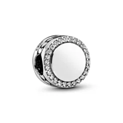 Pandora Moments Engravable Sparkling Button hela, hopea, 798747C01