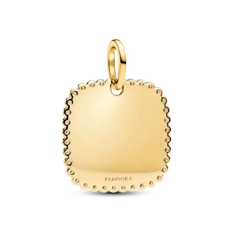 Pandora Moments Engravable Square Tag riipus, keltakullattu, 364009C01