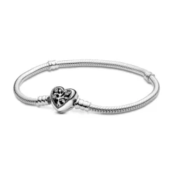 Pandora Moments Family Tree Heart Clasp Snake Chain rannekoru, hopea, 598827C01