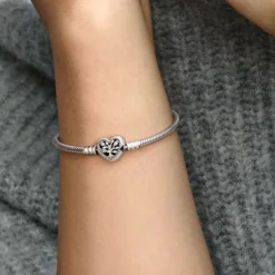 Pandora Moments Family Tree Heart Clasp Snake Chain rannekoru, hopea, 598827C01