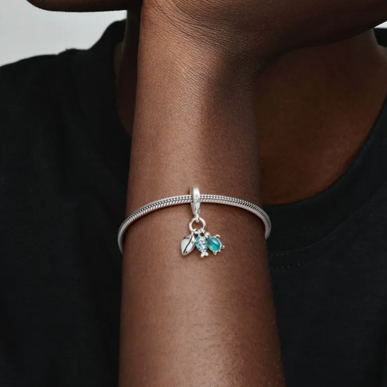 Pandora Moments Fish, Sea Turtle & Conch Triple hela, hopea, 791697C01