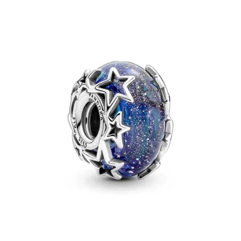 Pandora Moments Galaxy Blue & Star Murano hela, hopea, 790015C00