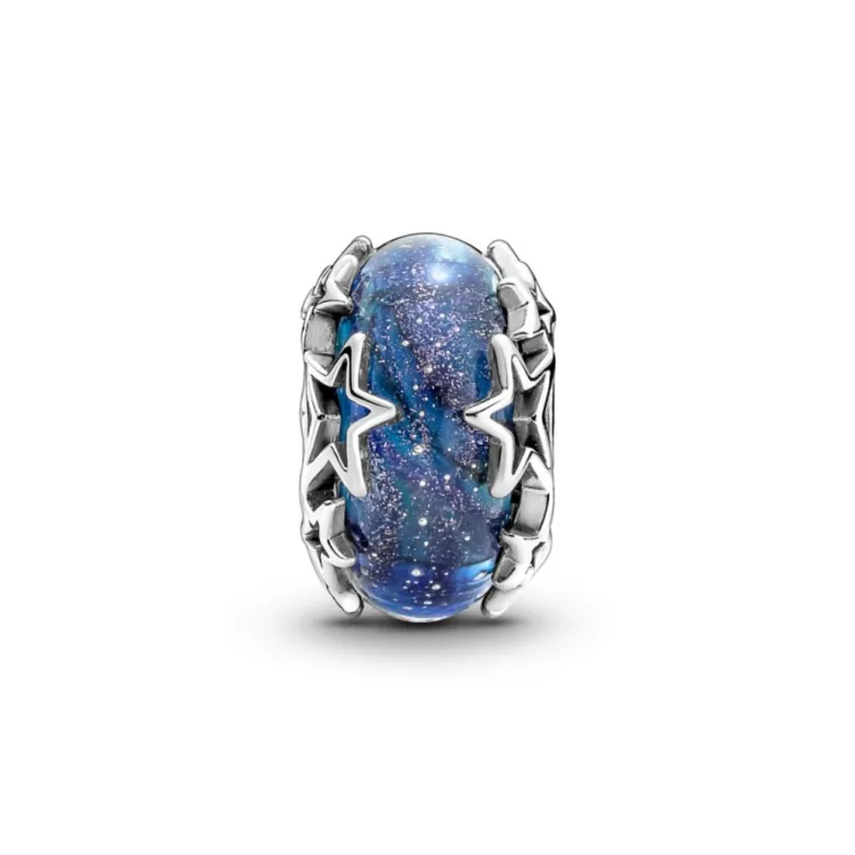 Pandora Moments Galaxy Blue & Star Murano hela, hopea, 790015C00