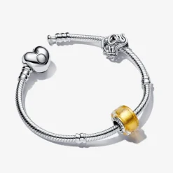 Pandora Moments Heart Clasp Snake Chain rannekoru, hopea, 594594C00