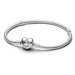Pandora Moments Heart Clasp Snake Chain rannekoru, hopea, 594594C00