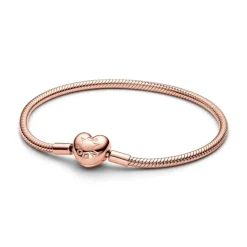 Pandora Moments Heart Clasp Snake Chain rannekoru, ruusukullattu, 583050C00