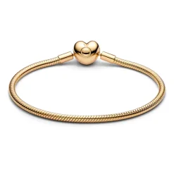 Pandora Moments Heart Clasp Snake Chain rannekoru, keltakullattu, 563050C00