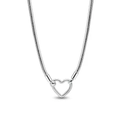 Pandora Moments Heart Closure Snake Chain kaulakoru, hopea, 393377C00-45